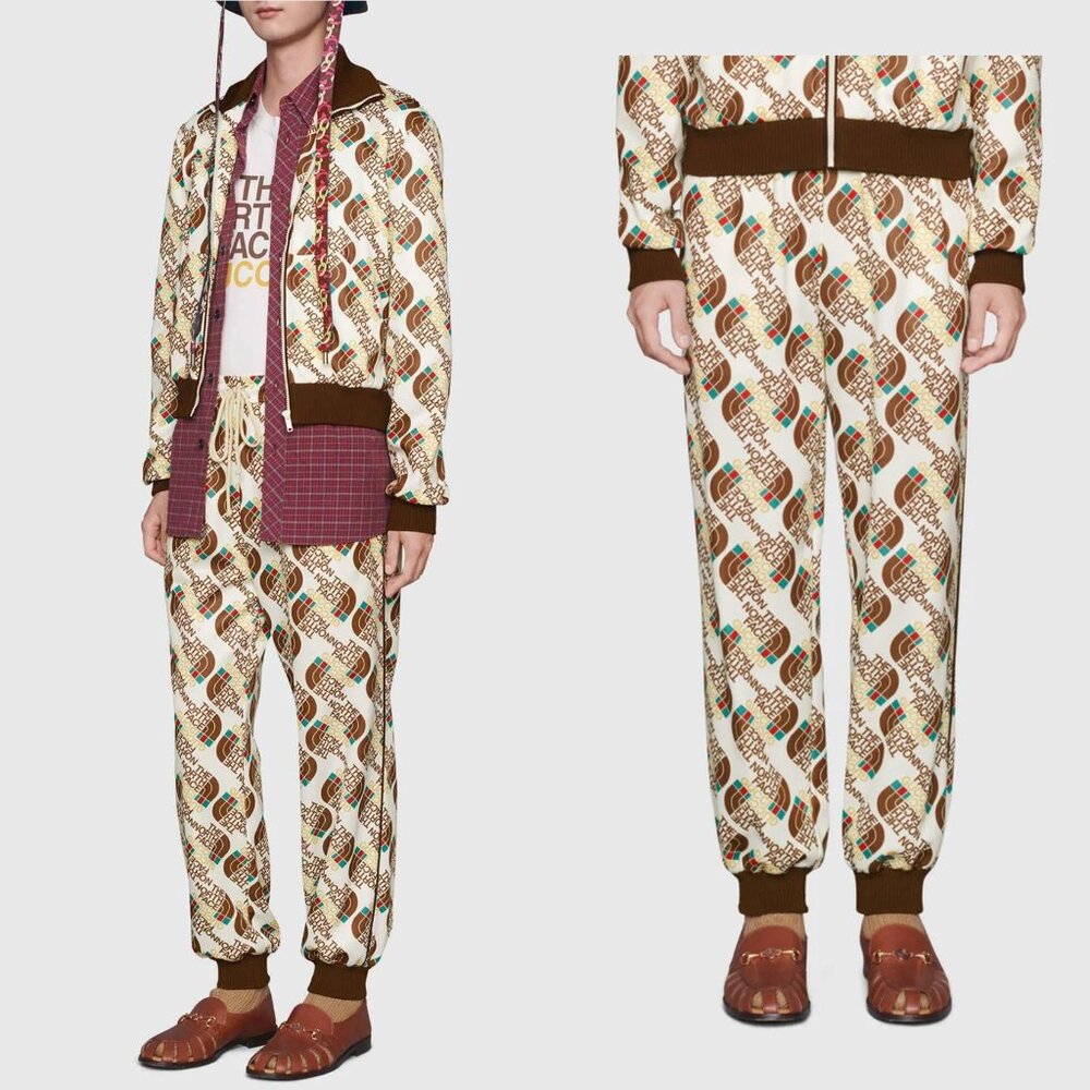 GUCCI TRACK PANTS NORTH FACE X WEB PRINT TECH JERSEY JOGGING TROUSERS sz XXXL